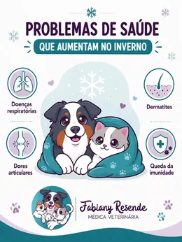 Post do Instagram sobre problemas de saúde em pets que aumentam no inverno